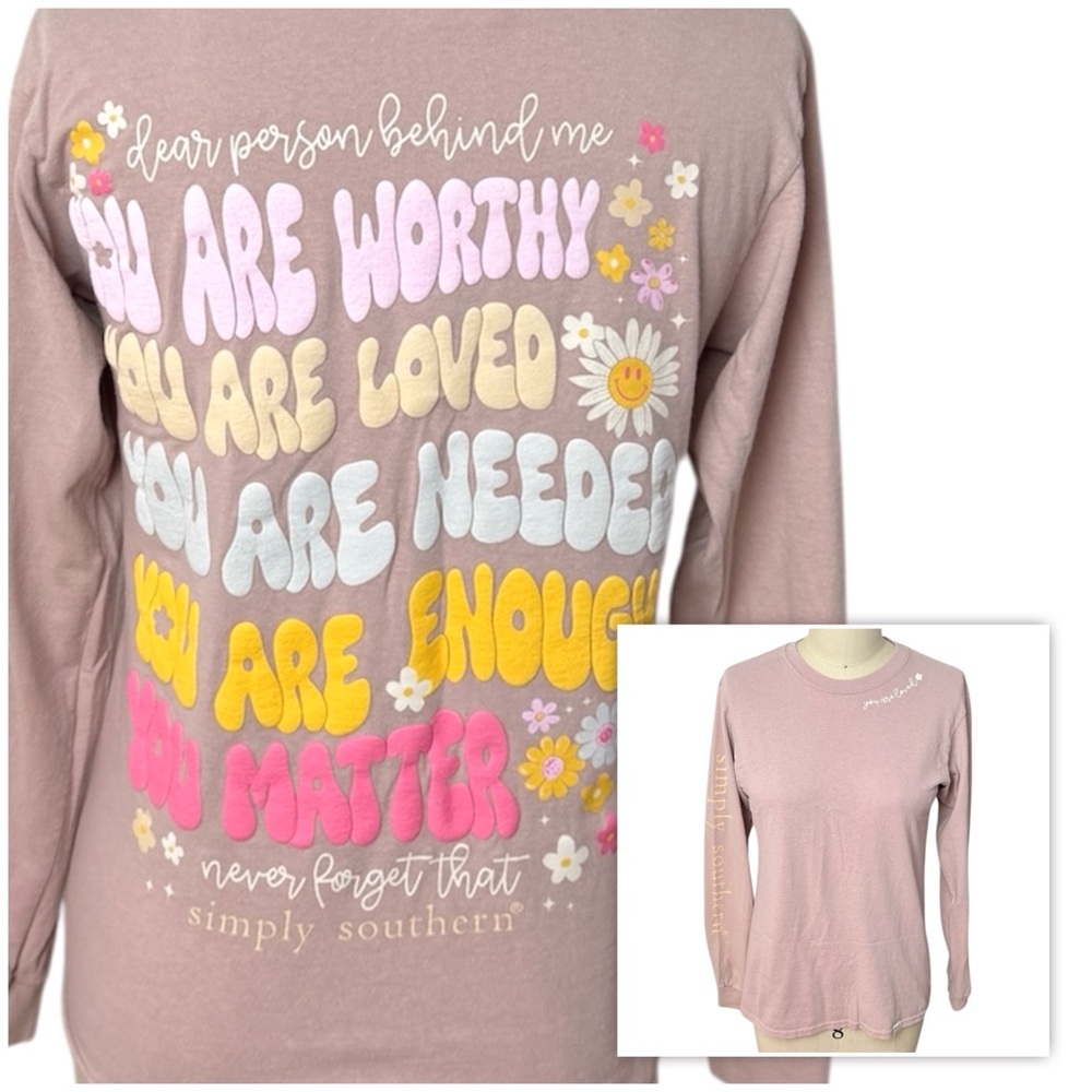 Simply Southern ‘You Are Loved’ Cotton Crew Top Pink S